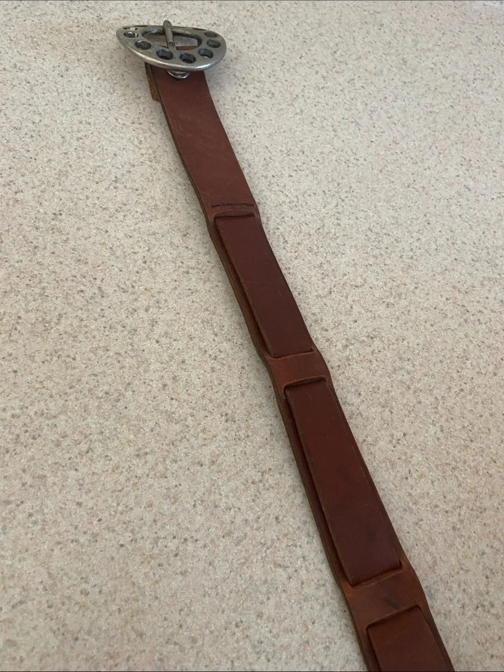 Lucky Brand Brown Leather Y2K Boho Statement Buckle Belt